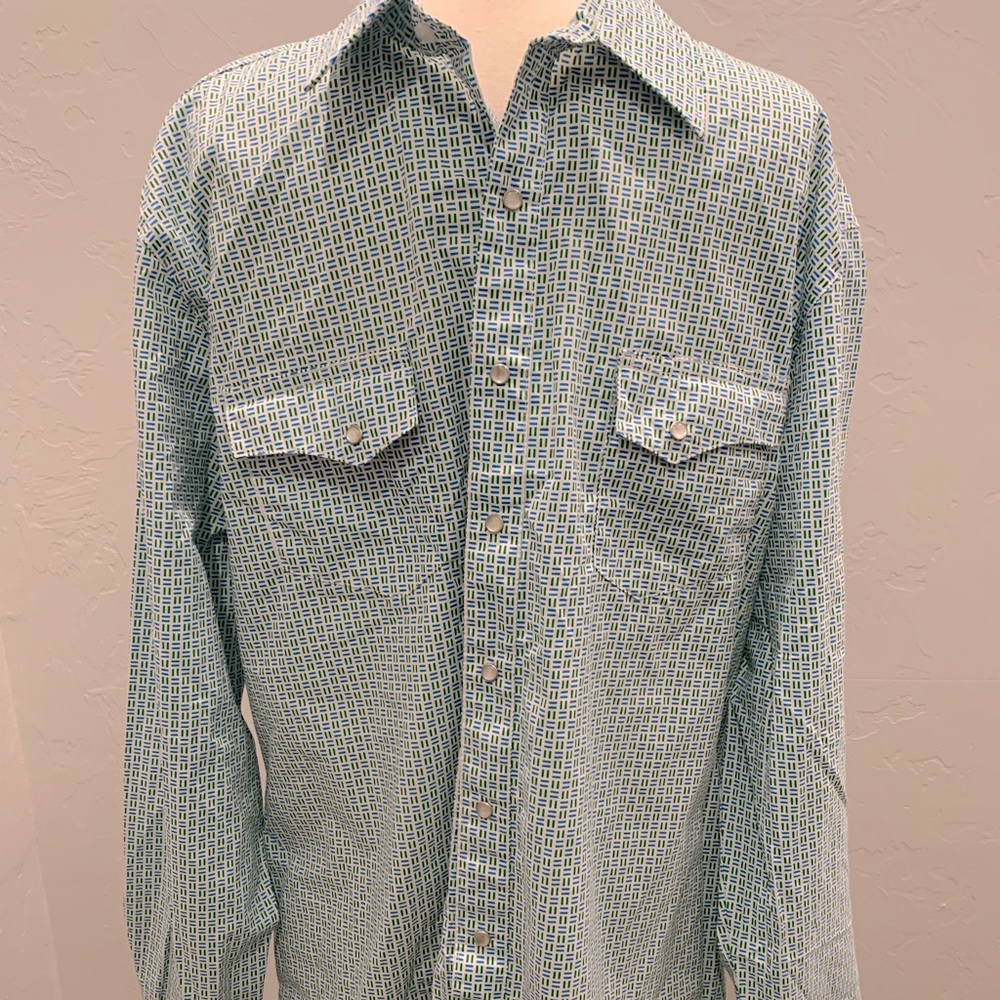 Mens Wrangler Wrancher Pearl Snap Button Down